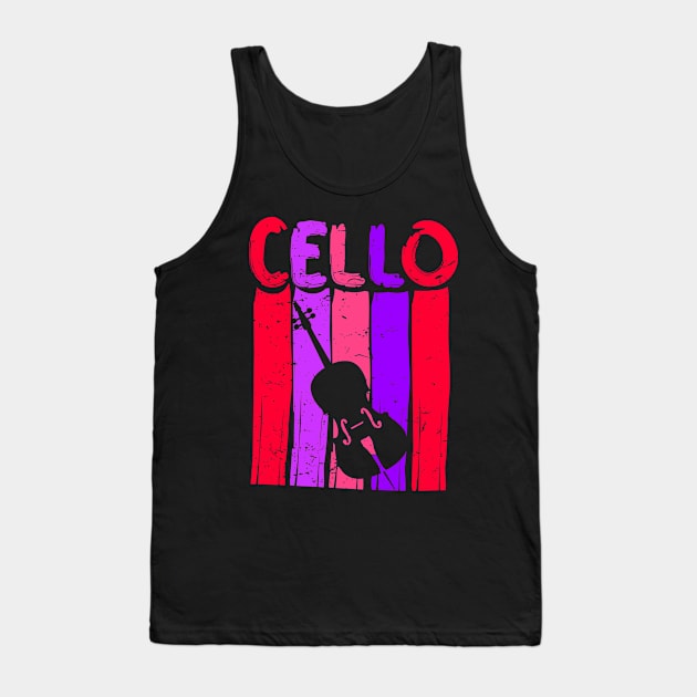 Retro Cello Art Cellist Gift Idea Cello Player Red Tank Top by TheTeeBee